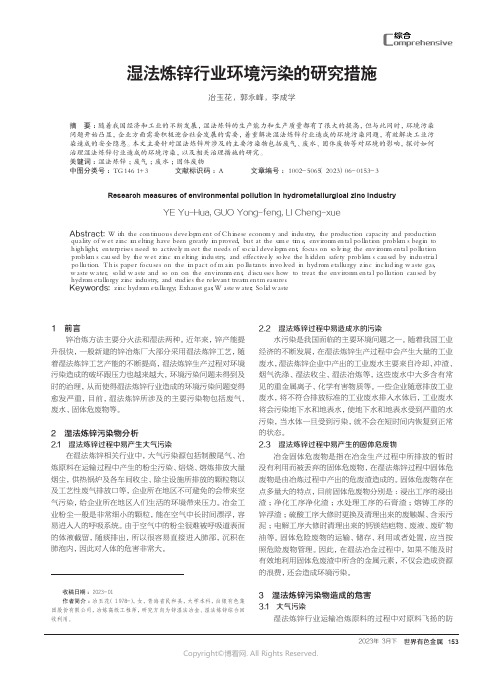 219391041_湿法炼锌行业环境污染的研究措施