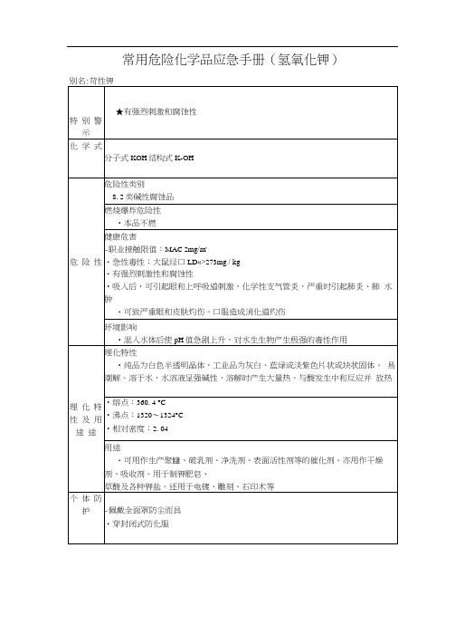 常用危险化学品应急手册(氢氧化钾)