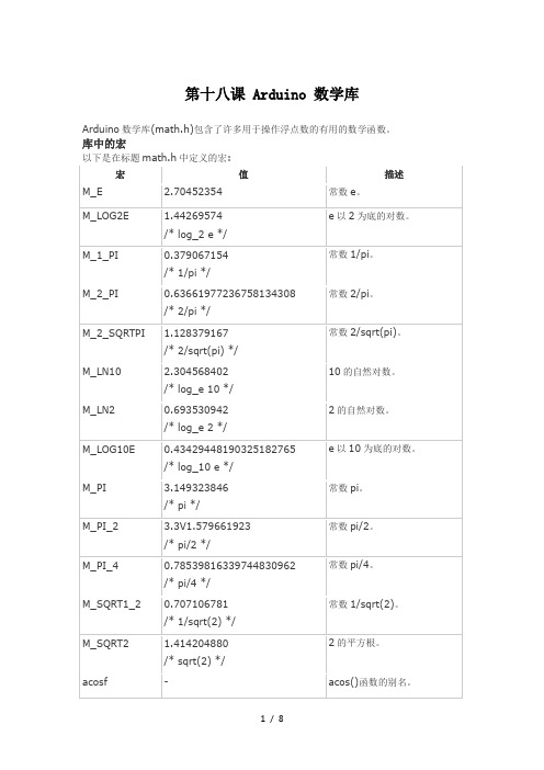 第十八课Arduino教程Arduino数学库