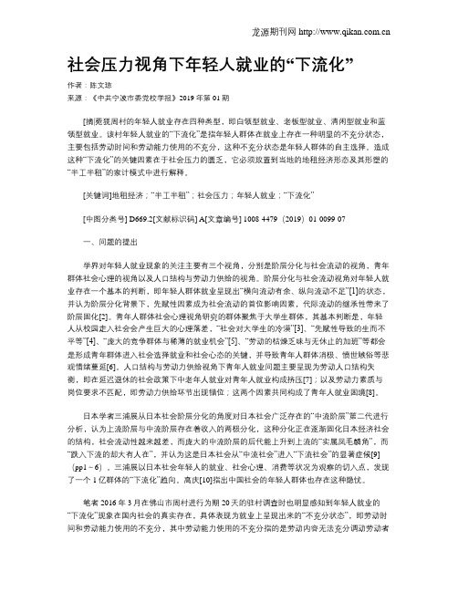 社会压力视角下年轻人就业的“下流化”