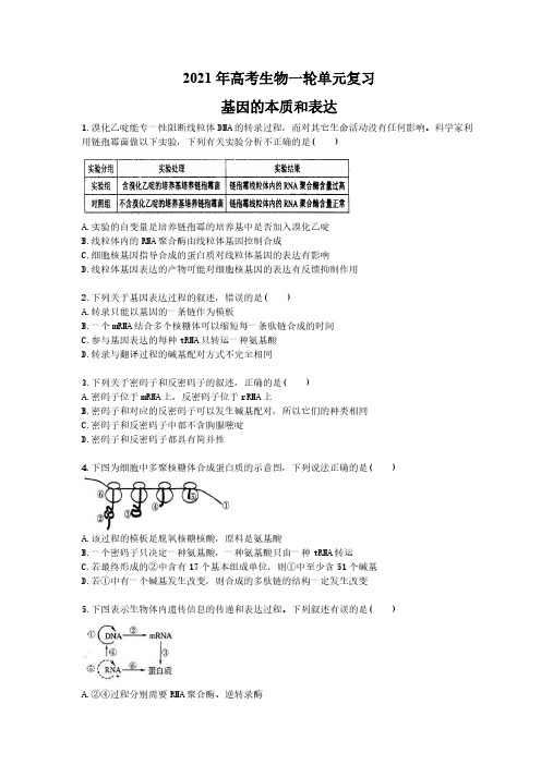 2021年高考生物一轮单元复习 基因的本质和表达 学生版