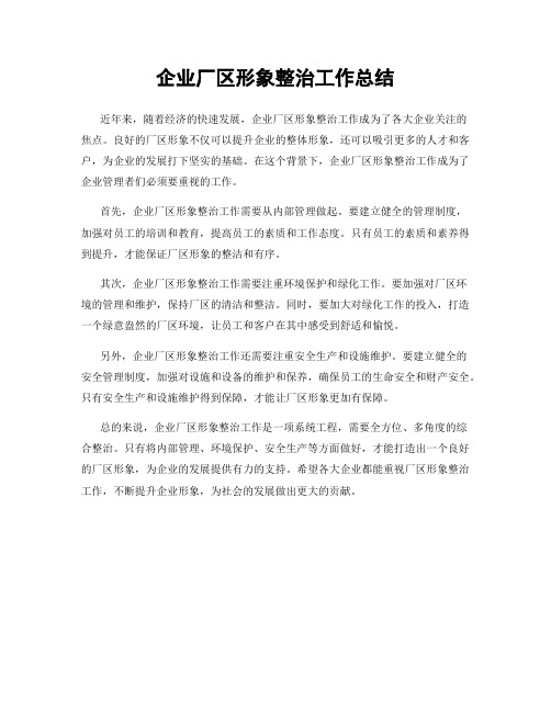 企业厂区形象整治工作总结