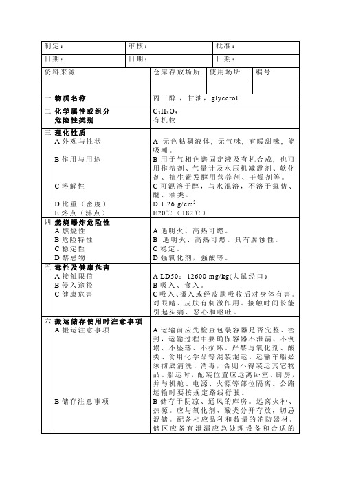 甘油(丙三醇)MSDS