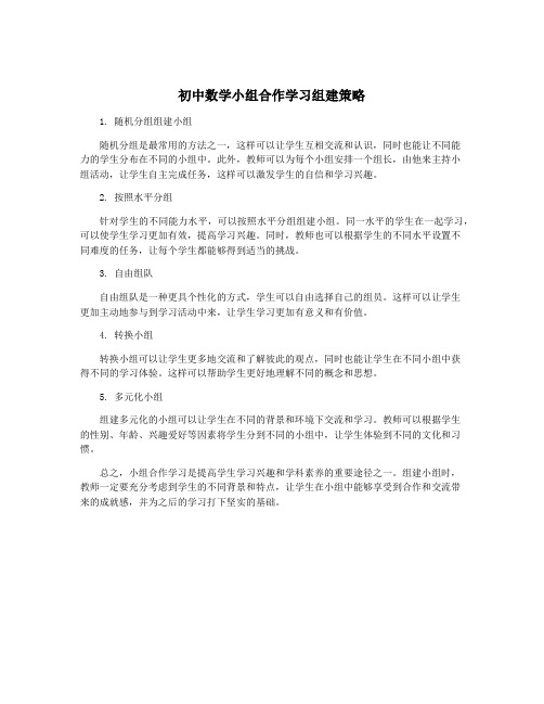 初中数学小组合作学习组建策略