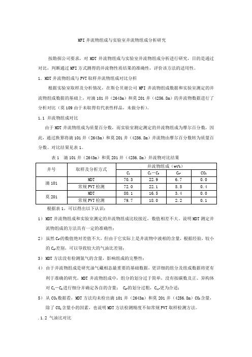 2009430MFI井流物组成与PVT取样井流物组成分析