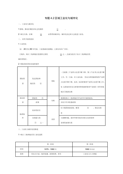 高中地理4.2区域工业化与城市化试题3