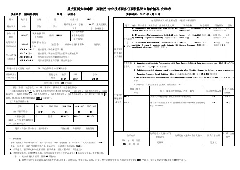 重庆医科大学申报副教授专业技术职务任职资格评审综合情况公示表