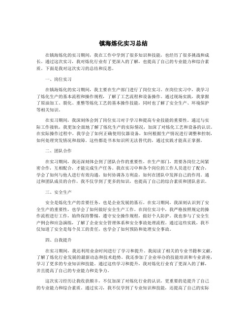 镇海炼化实习总结