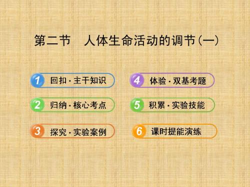 2014届高三生物一轮复习课件：人体生命活动的调节(一)(苏教版必修3)