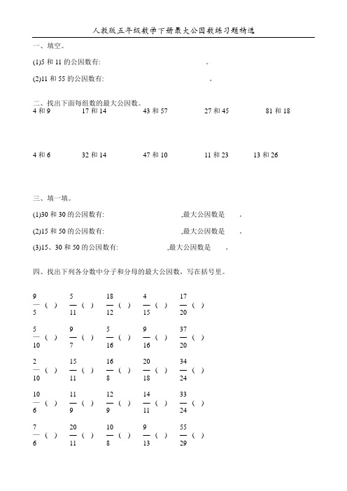 人教版五年级数学下册最大公因数练习题精选21