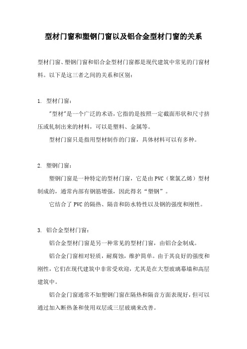 型材门窗和塑钢门窗以及铝合金型材门窗的关系