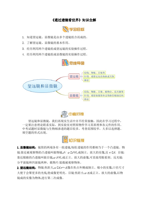 教科版八年级物理上册《通过透镜看世界》知识全解