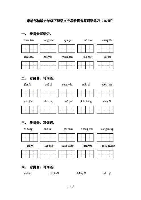 最新部编版六年级下册语文专项看拼音写词语练习(15道)