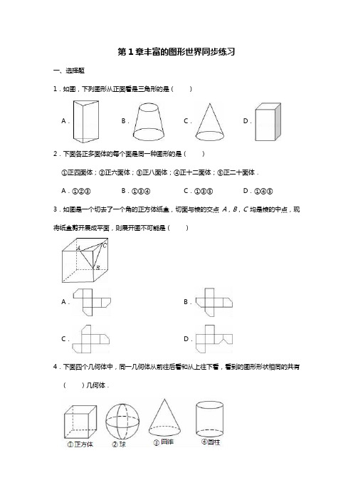 第1章丰富的图形世界同步练习 2021—2022学年北师大版数学七年级上册