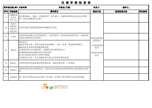 IATF16949内部审核内审检查表