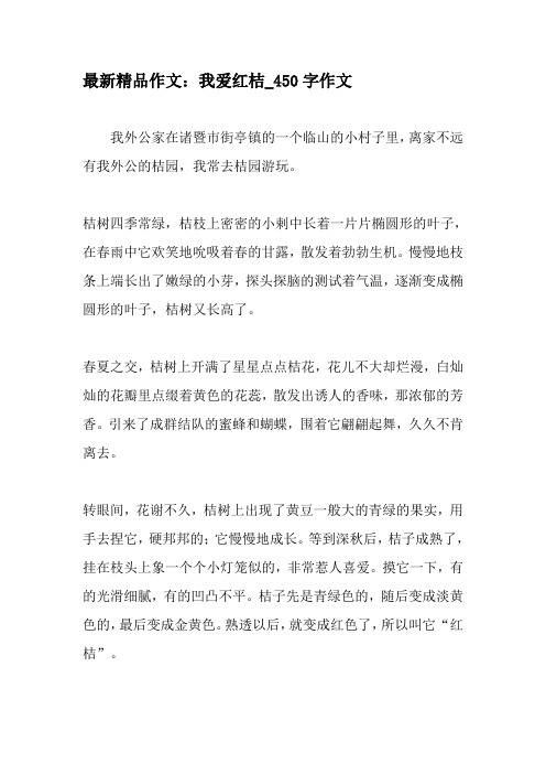 最新精品作文:我爱红桔_450字作文-精品作文