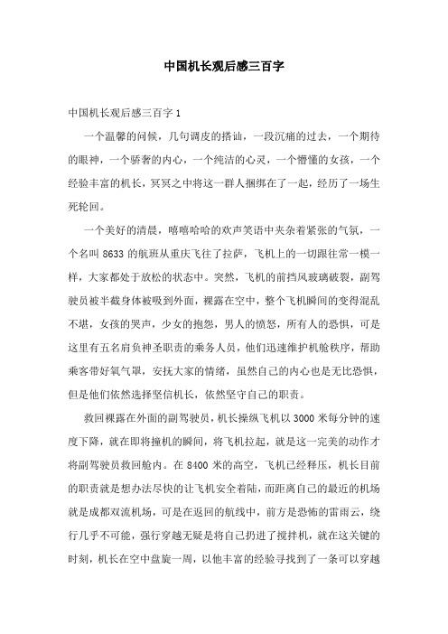 中国机长观后感三百字