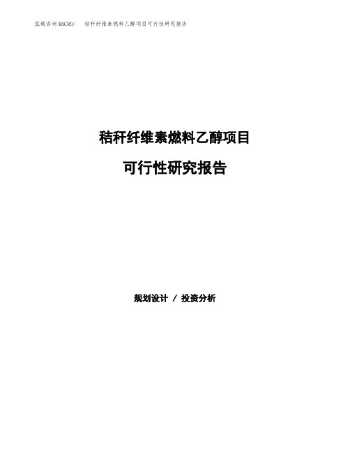 秸秆纤维素燃料乙醇项目可行性研究报告发改委立项模板