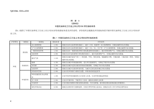 中国石油和化工行业上市公司ESG评价指标体系、评价级别、评价报告