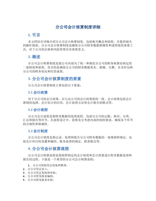 分公司会计核算制度详细