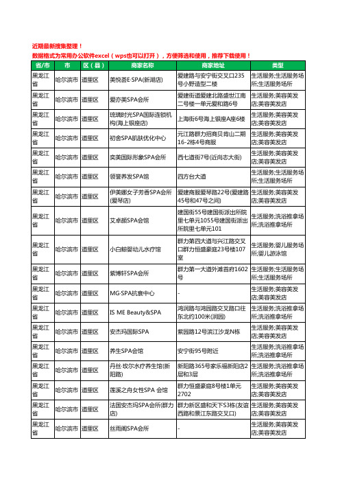 2020新版黑龙江省哈尔滨市SPA工商企业公司商家名录名单黄页联系方式大全103家