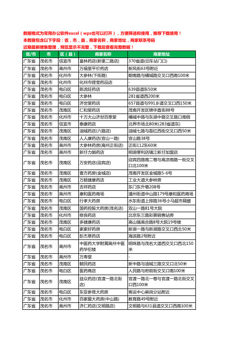 2020新版广东省茂名市药工商企业公司商家名录名单黄页联系电话号码地址大全1951家