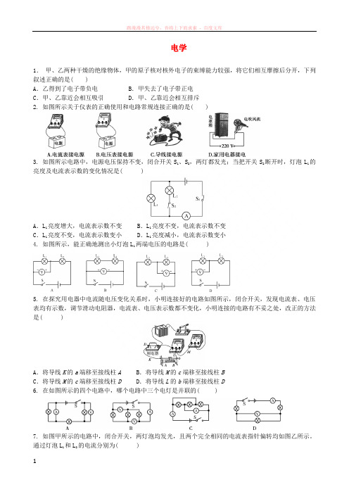 2018年中考物理电学专项复习综合训练题