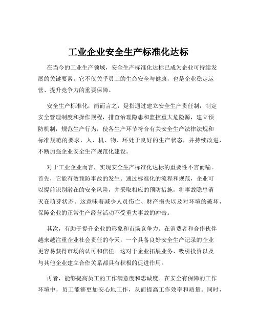 工业企业安全生产标准化达标