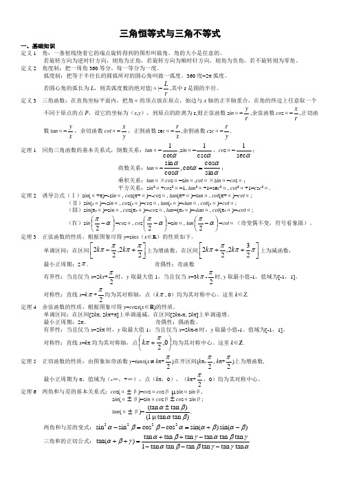 全国高中数学竞赛专题-三角函数