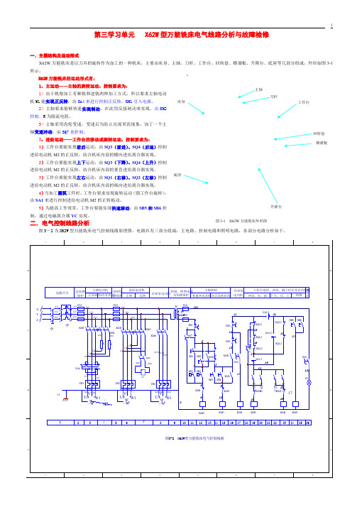 中级维修电工机床排故(X62万能铣床)教材(OFFCE2003排版)