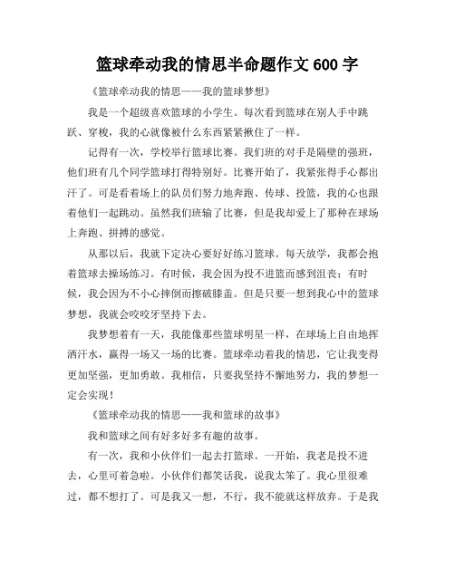 篮球牵动我的情思半命题作文600字