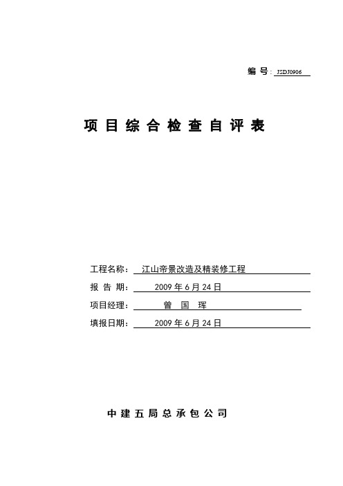 项目综合检查自评表6月