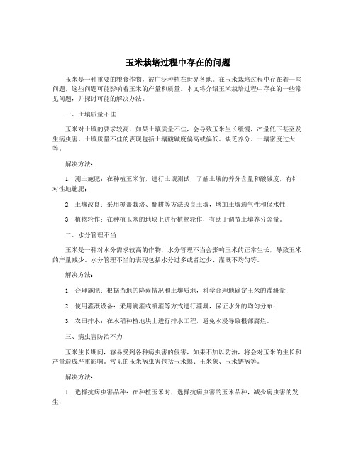 玉米栽培过程中存在的问题