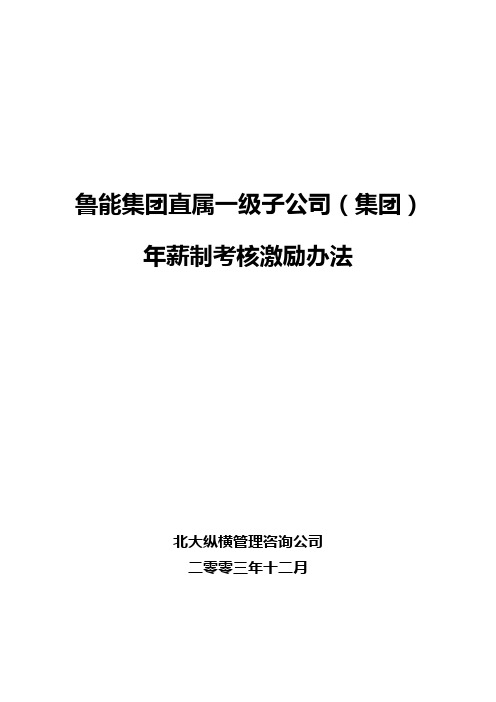 鲁能集团直属一级子公司(集团)年薪制考核办法-终稿