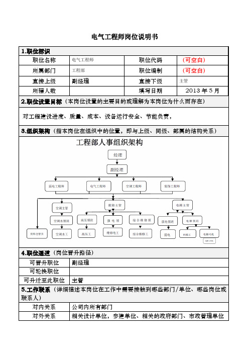 03电气工程师岗位说明书