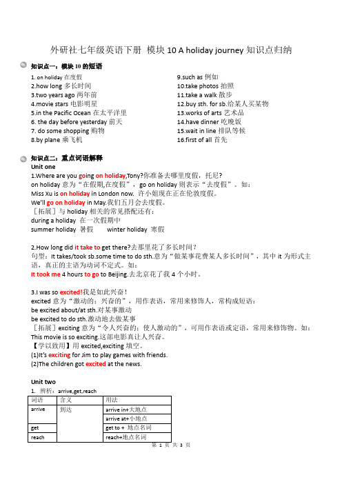 外研版七年级英语下册模块10知识点归纳