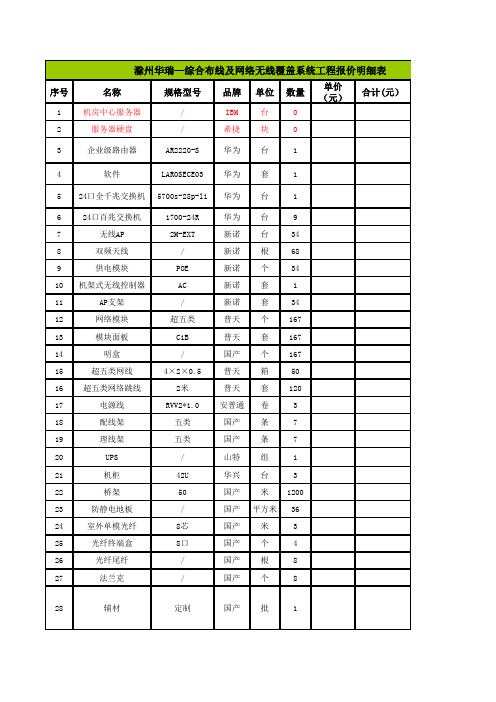 网络工程报价清单