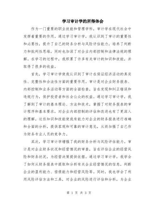 学习审计学的所得体会