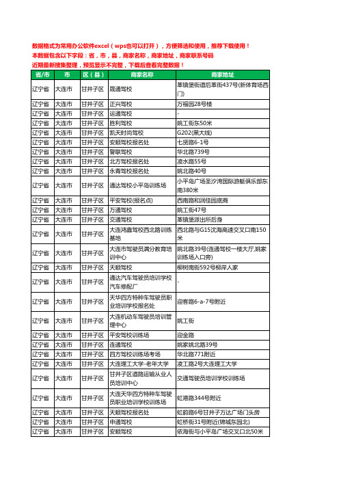 2020新版辽宁省大连市甘井子区驾校培训工商企业公司商家名录名单黄页联系电话号码地址大全82家