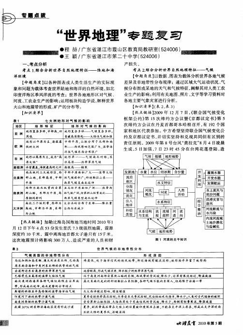 “世界地理”专题复习