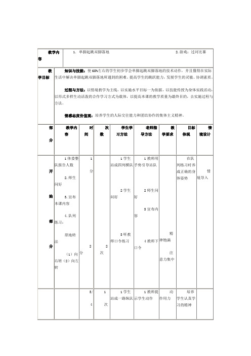 单脚起跳双脚落地第一课时