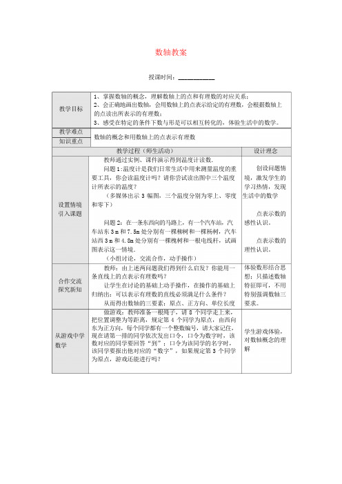 七年级数学上册 数轴教案 (新版)新人教版