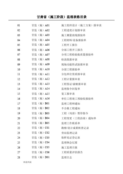 甘肃省监理表格(仅供参考)