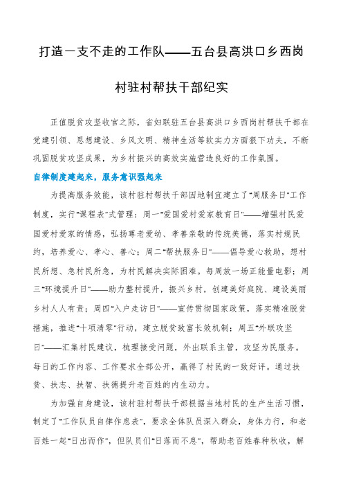 打造一支不走的工作队——五台县高洪口乡西岗村驻村帮扶干部纪实