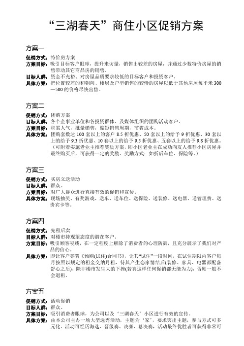 2011年房地产促销方案汇总