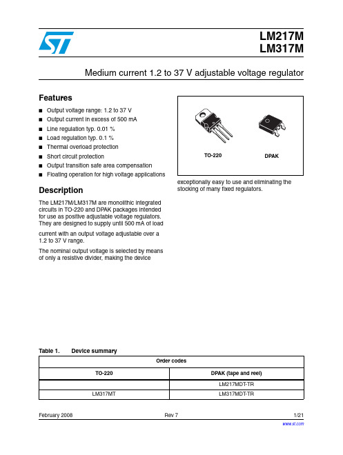 ST LM217M LM317M 数据手册