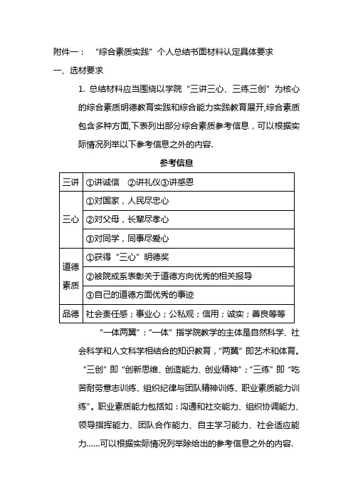 综合素质能力认定学分材料要求