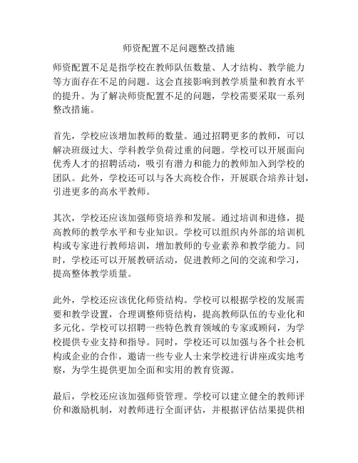 师资配置不足问题整改措施