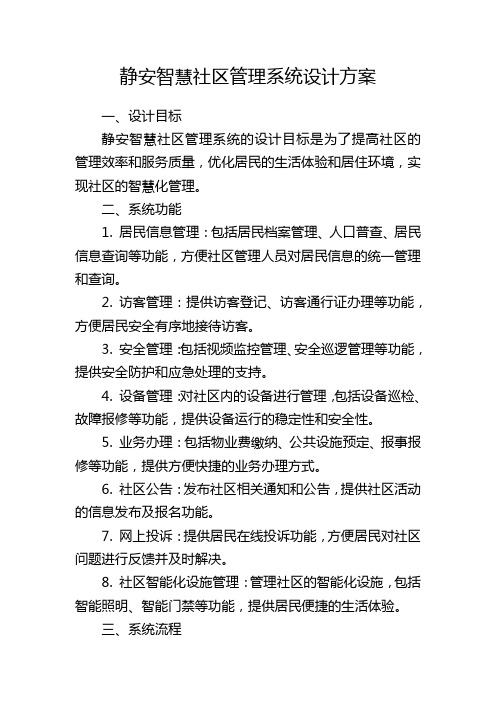 静安智慧社区管理系统设计方案