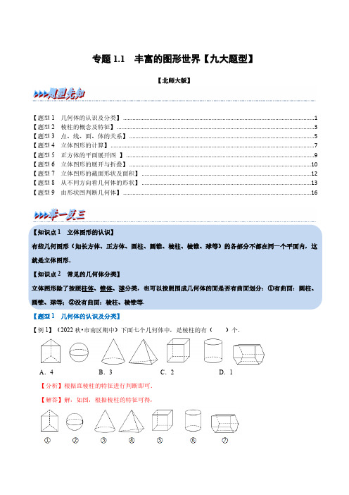 专题1.1 丰富的图形世界【九大题型】(举一反三)(北师大版)(解析版)